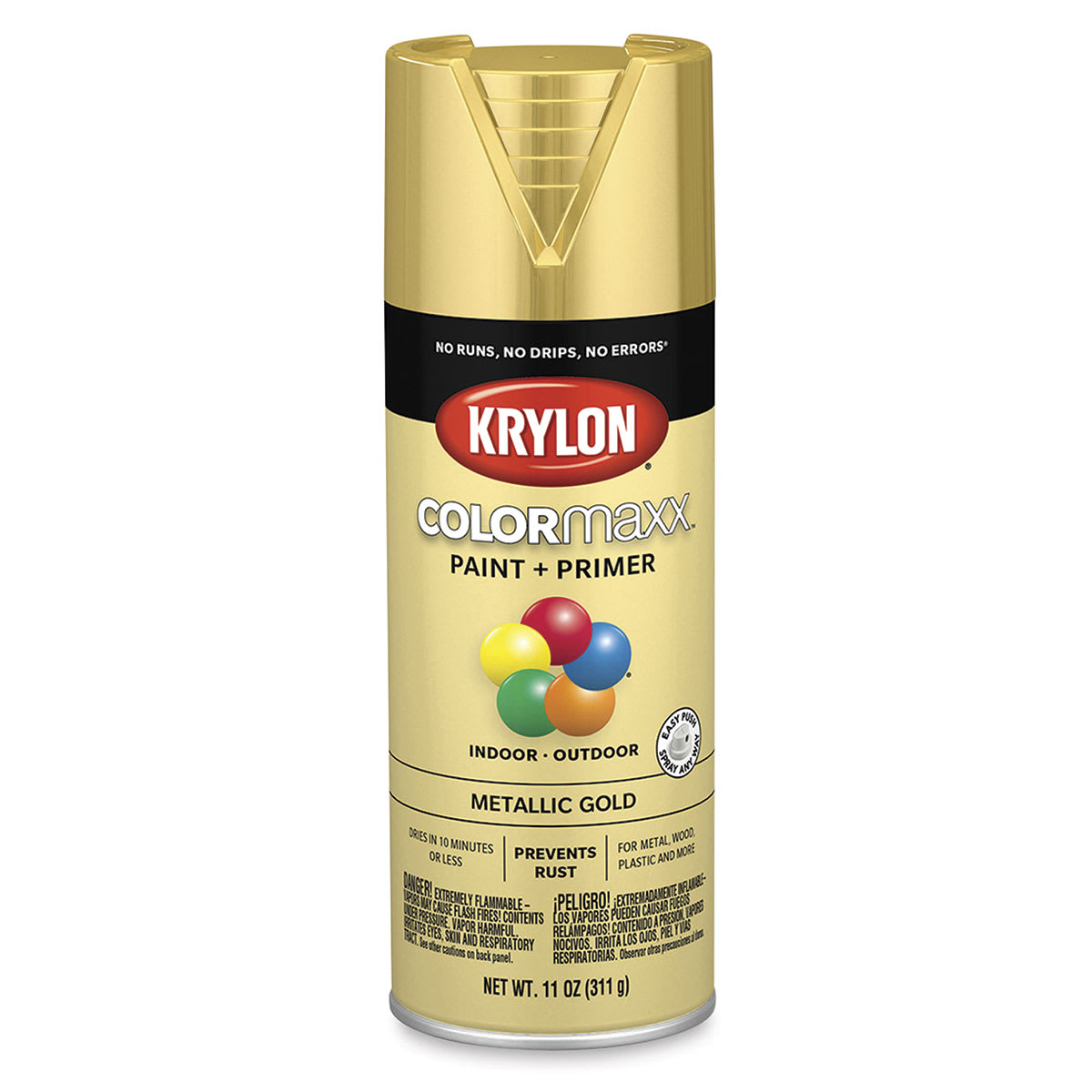 Krylon COLORmaxx Spray Paint - Gold, Metallic, 11 oz, image size:1200x1200