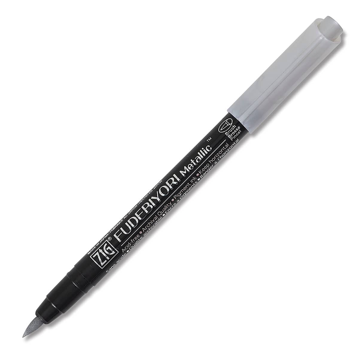 Zig Fudebiyori Metallic Brush Pen - Silver