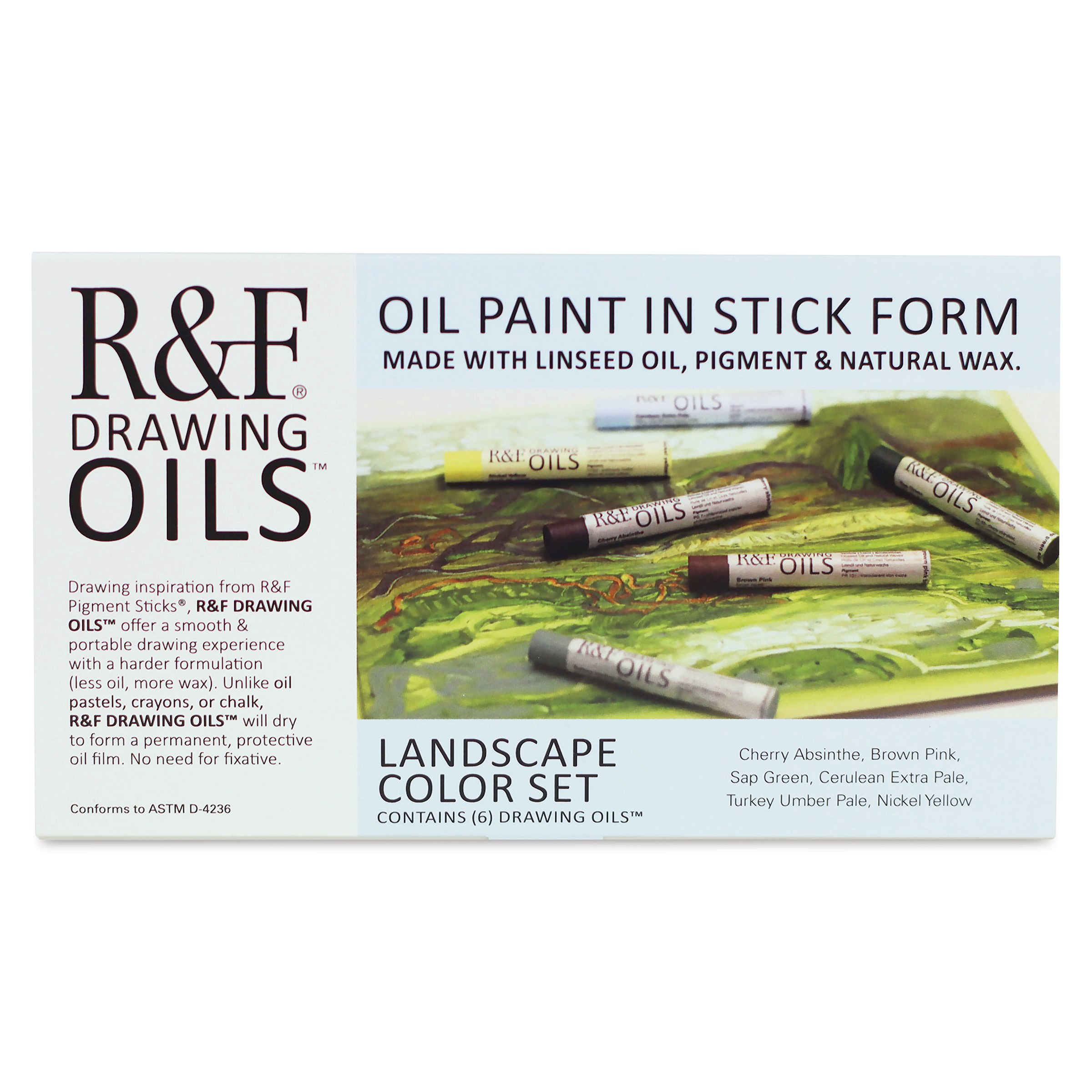 R&F Drawing Oil Sticks - Set of 6, Landscape Colors, 12 ml