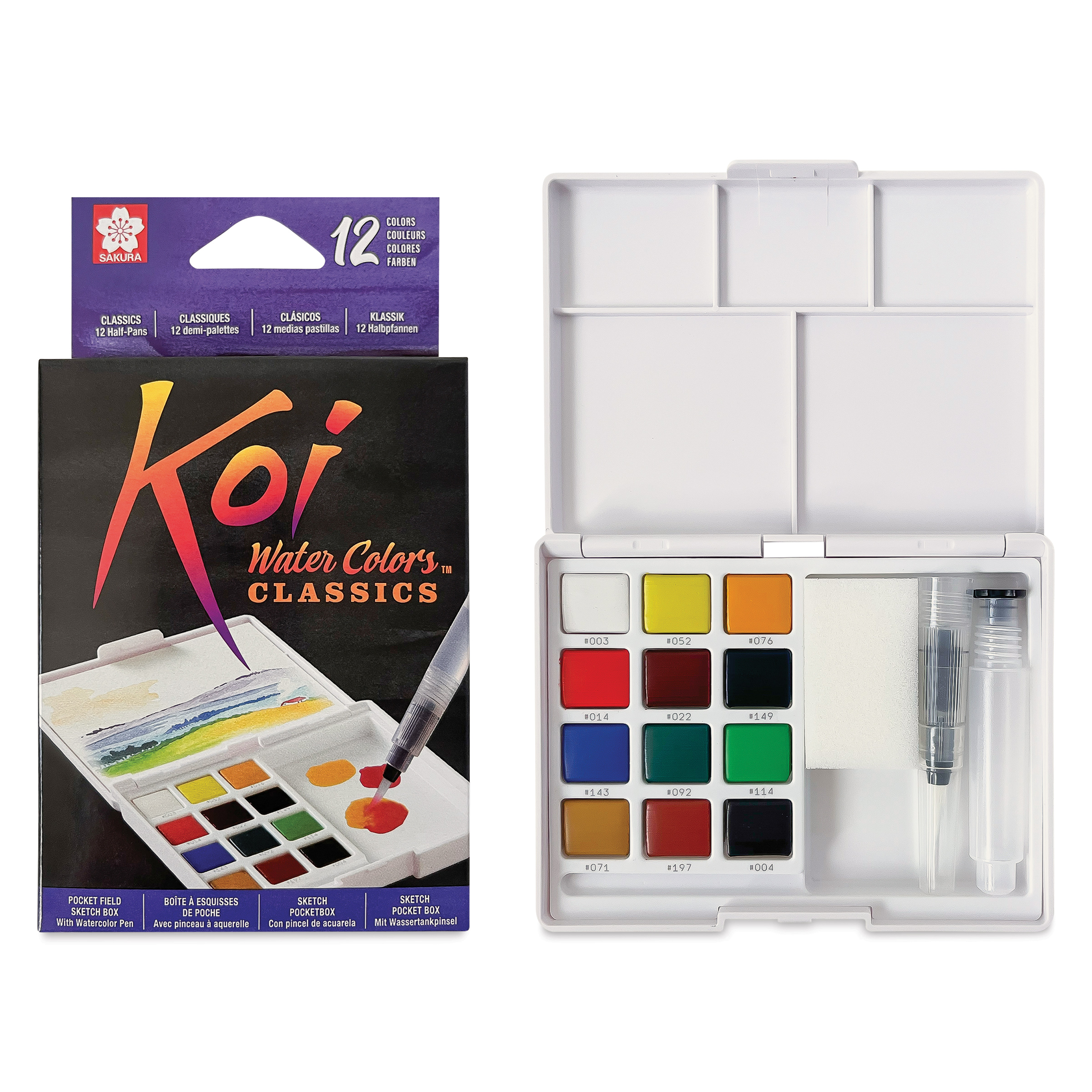 Sakura Koi Watercolor Sketch Box Travel Pan Set - Set of 12 colors