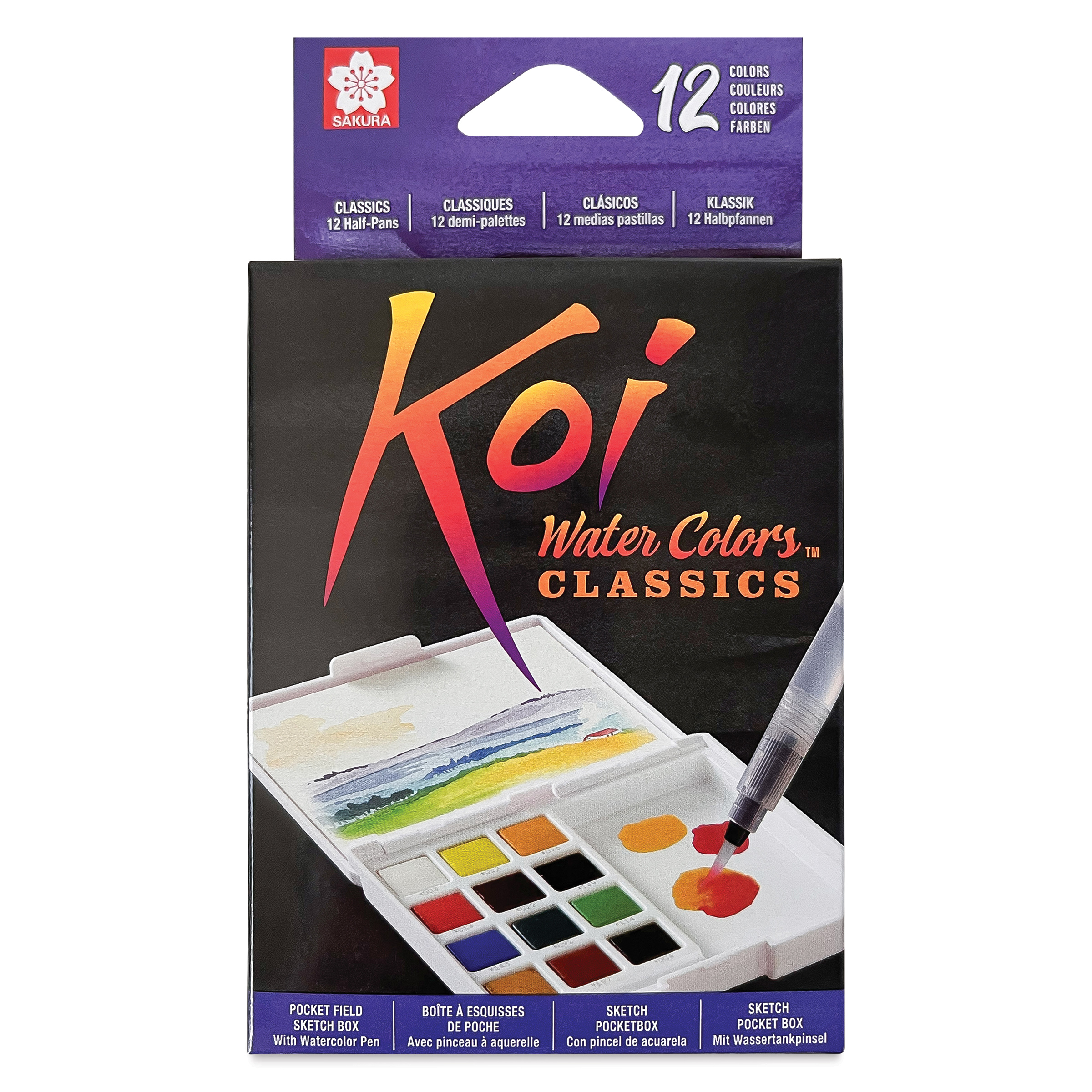 Sakura Koi Watercolor Sketch Box Travel Pan Set - Set of 12 colors
