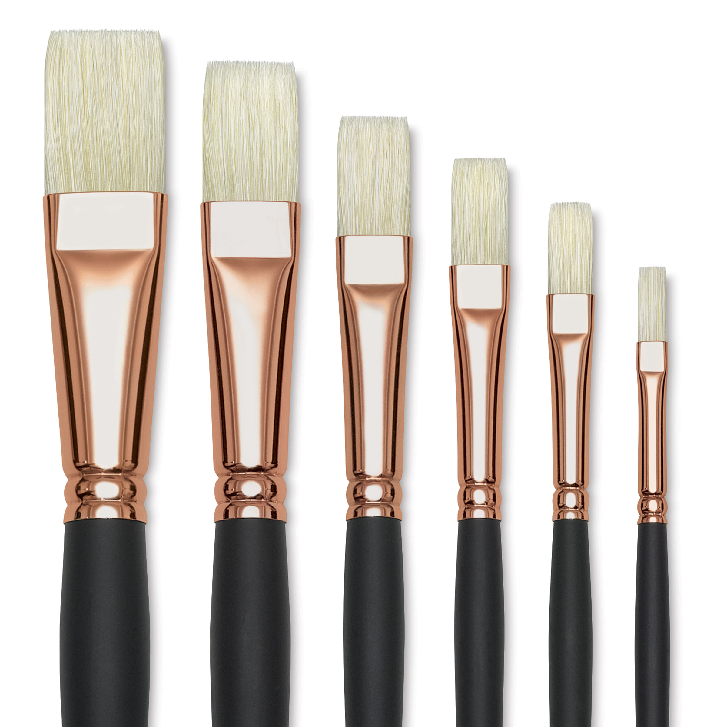 Blick Masterstroke Interlocking Bristle Brush Set - Flat, Long Handle, Set of 6