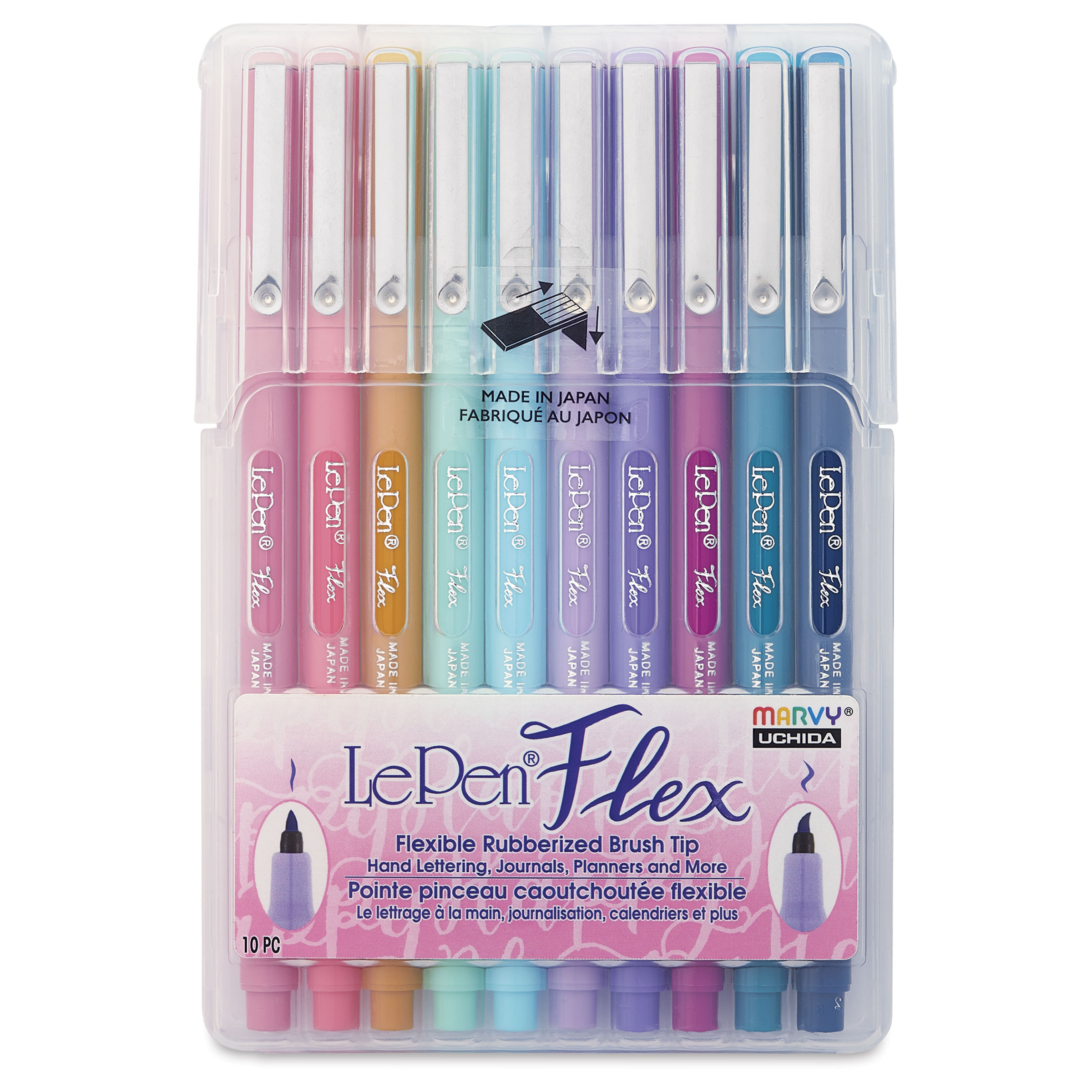 ディスイズアペン Marvy Uchida LePen Flex Marker - Set of 10, Pastel | BLICK Art