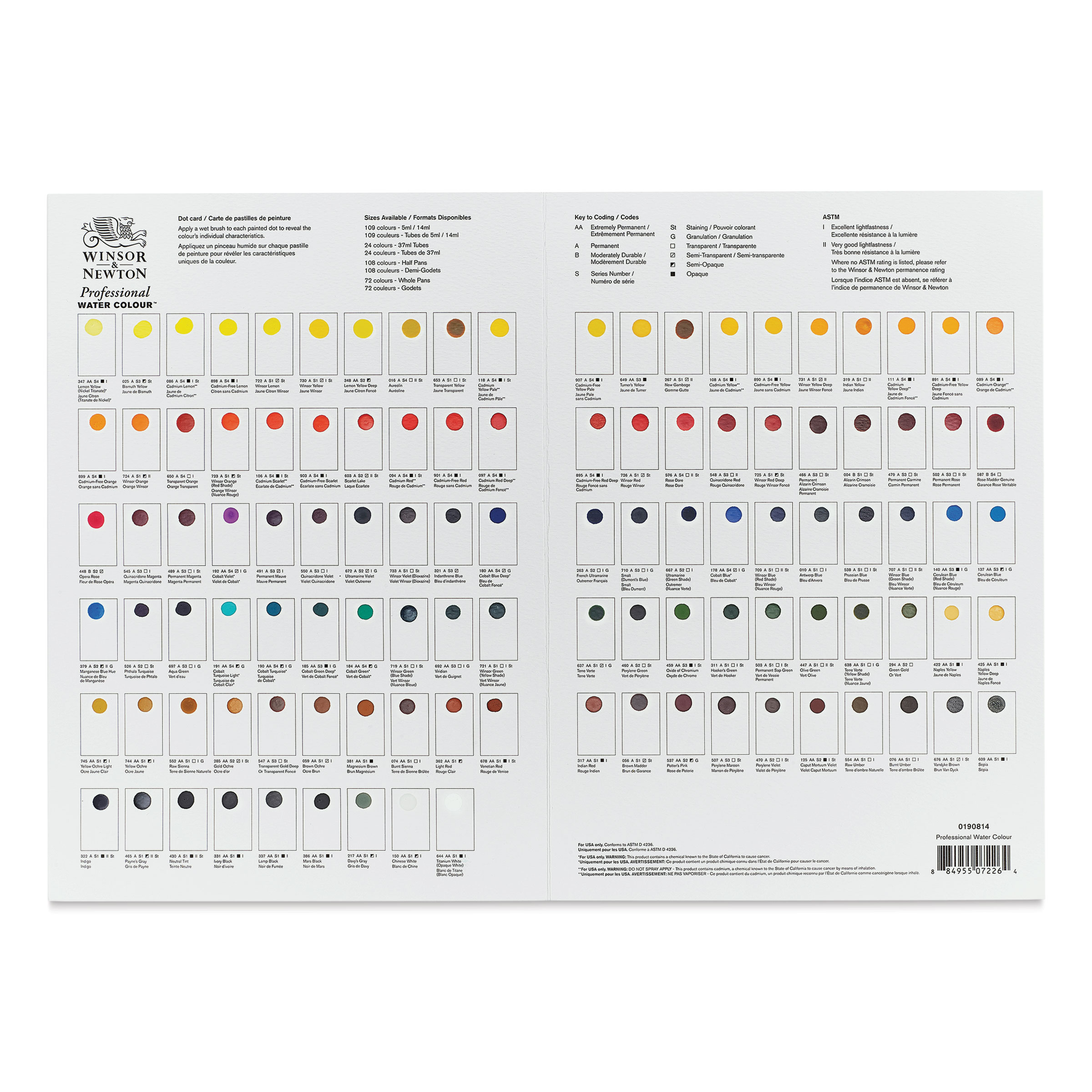 Winsor & Newton Professional Watercolor Dot Card