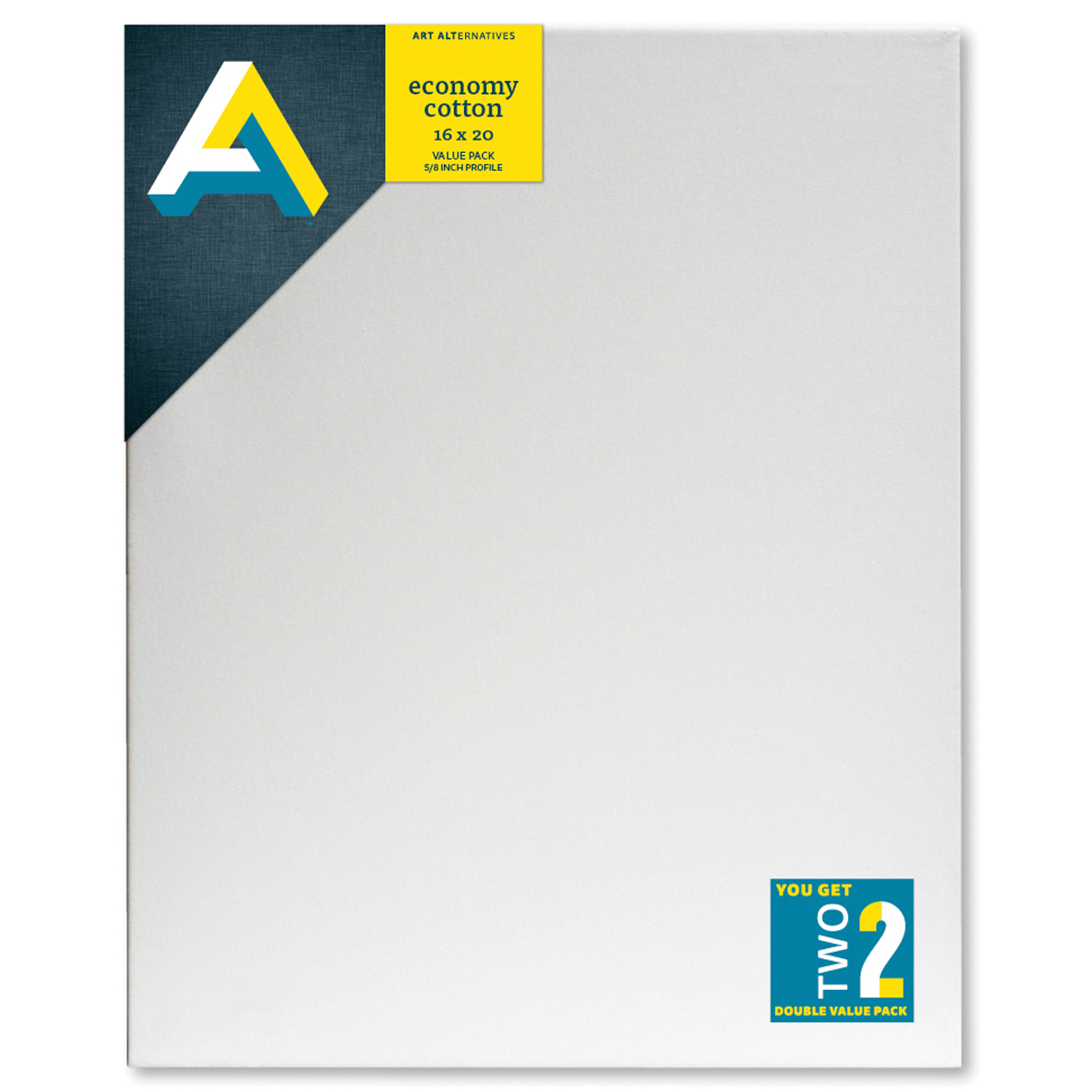 Art Alternatives Economy Cotton Stretched Canvas - 16" x 20", 5/8" deep, Pkg of 2