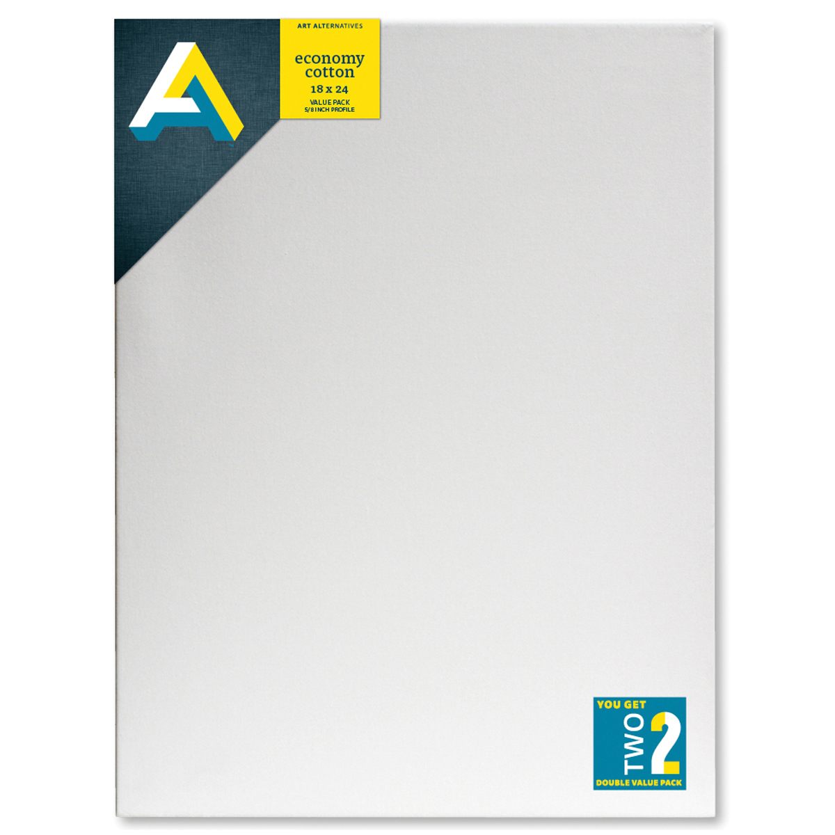 Art Alternatives Economy Cotton Stretched Canvas - 18" x 24", 5/8" deep, Pkg of 2