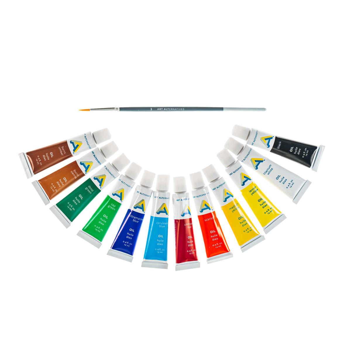 Art Alternatives Oil Paint - Set of 12, 12 ml and Brush