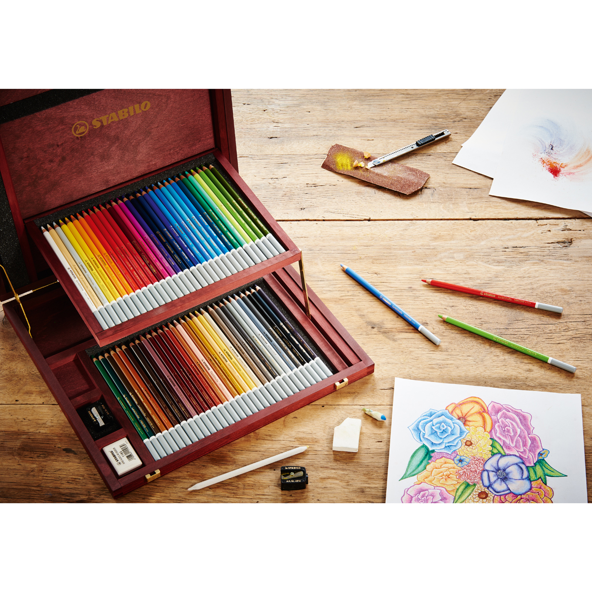CarbOthello Pastel Pencils 60-Color Woodbox Set | BLICK Art Materials