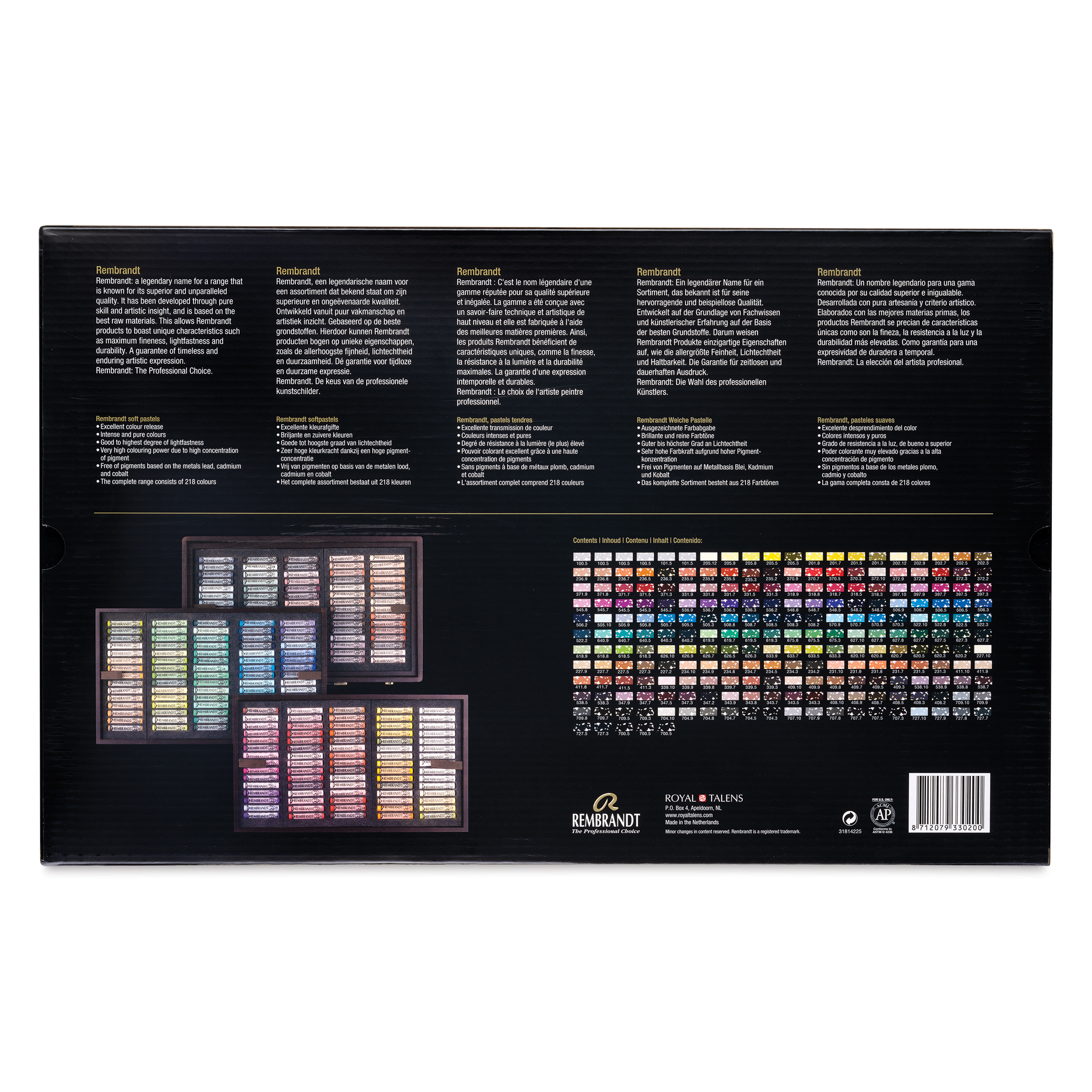 Rembrandt Soft Pastel Set - Set of 220, Assorted Colors, Wood Box