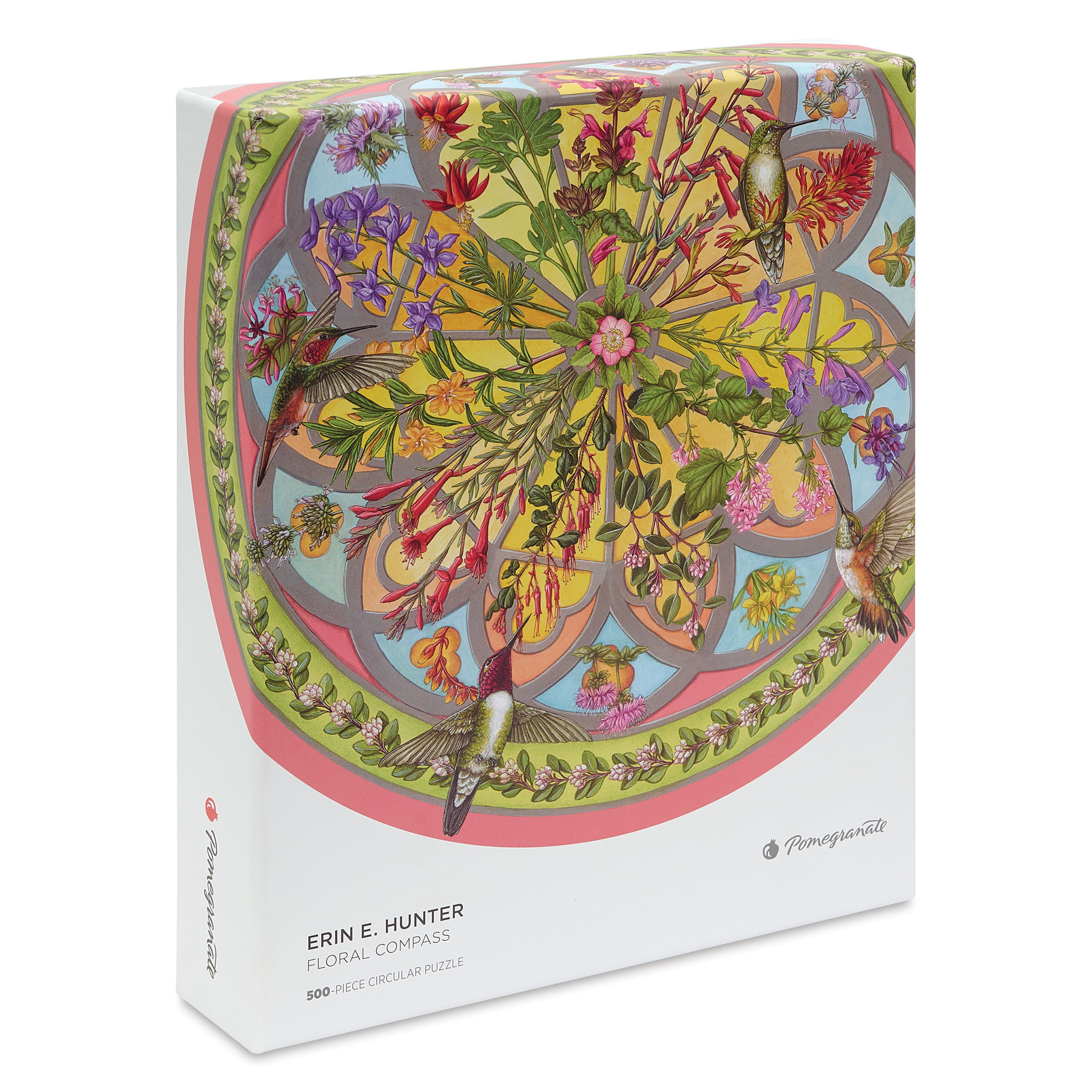 Pomegranate Erin E. Hunter Floral Compass 500-Piece Circular Jigsaw Puzzle