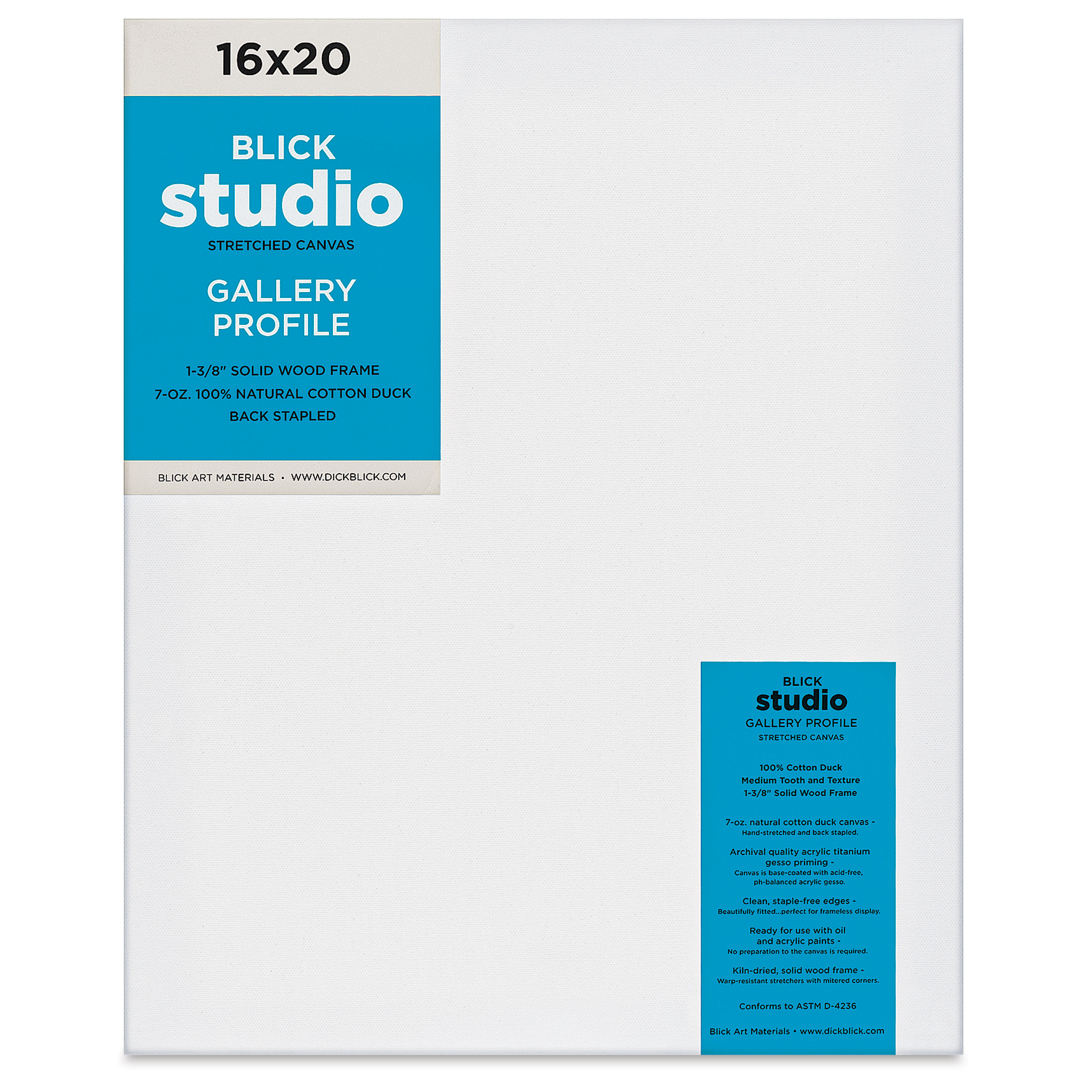 Blick Studio Stretched Cotton Canvas - Gallery Profile, 16" x 20"