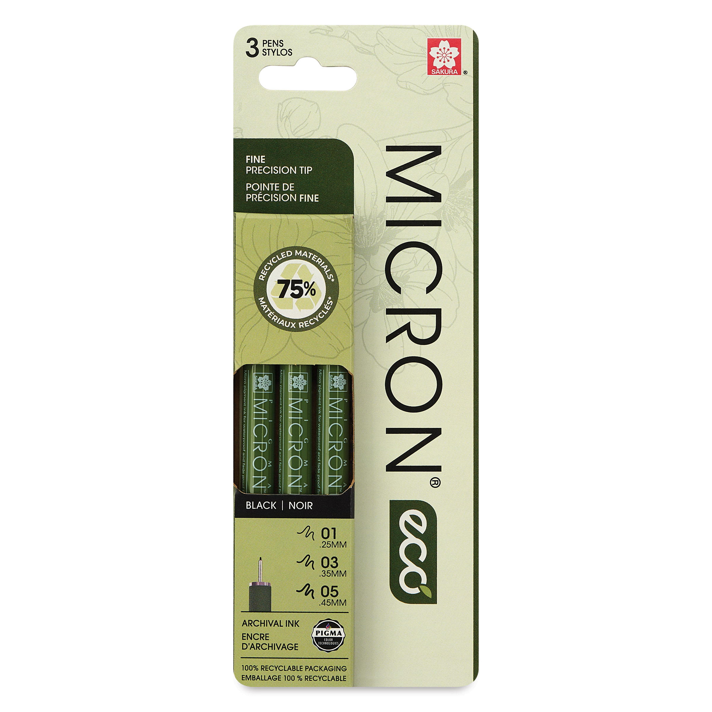 Sakura Pigma Micron Eco Pens - Set of 3, Black | BLICK Art Materials