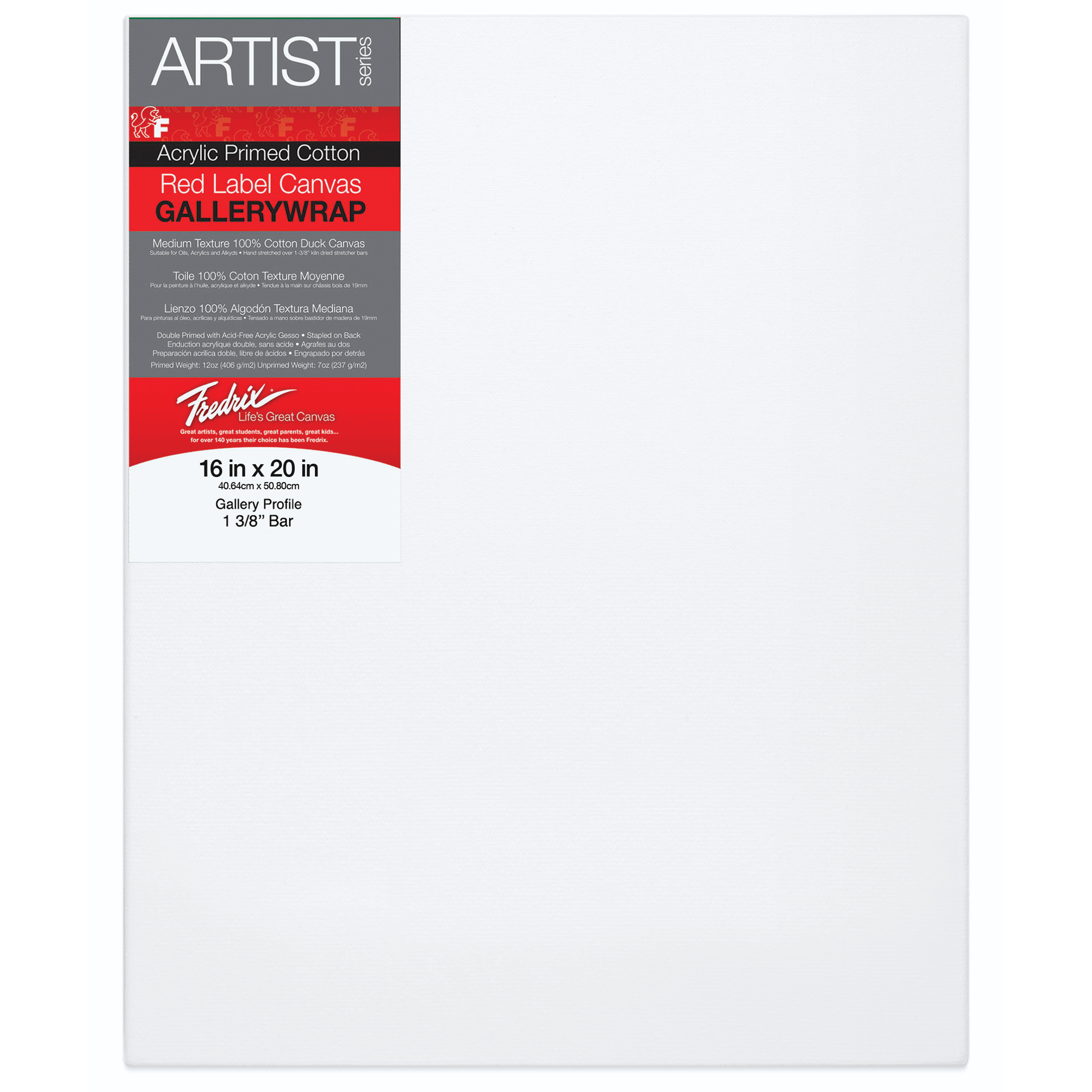 Fredrix Profile Cotton Canvas - 16" x 20", Gallerywrap