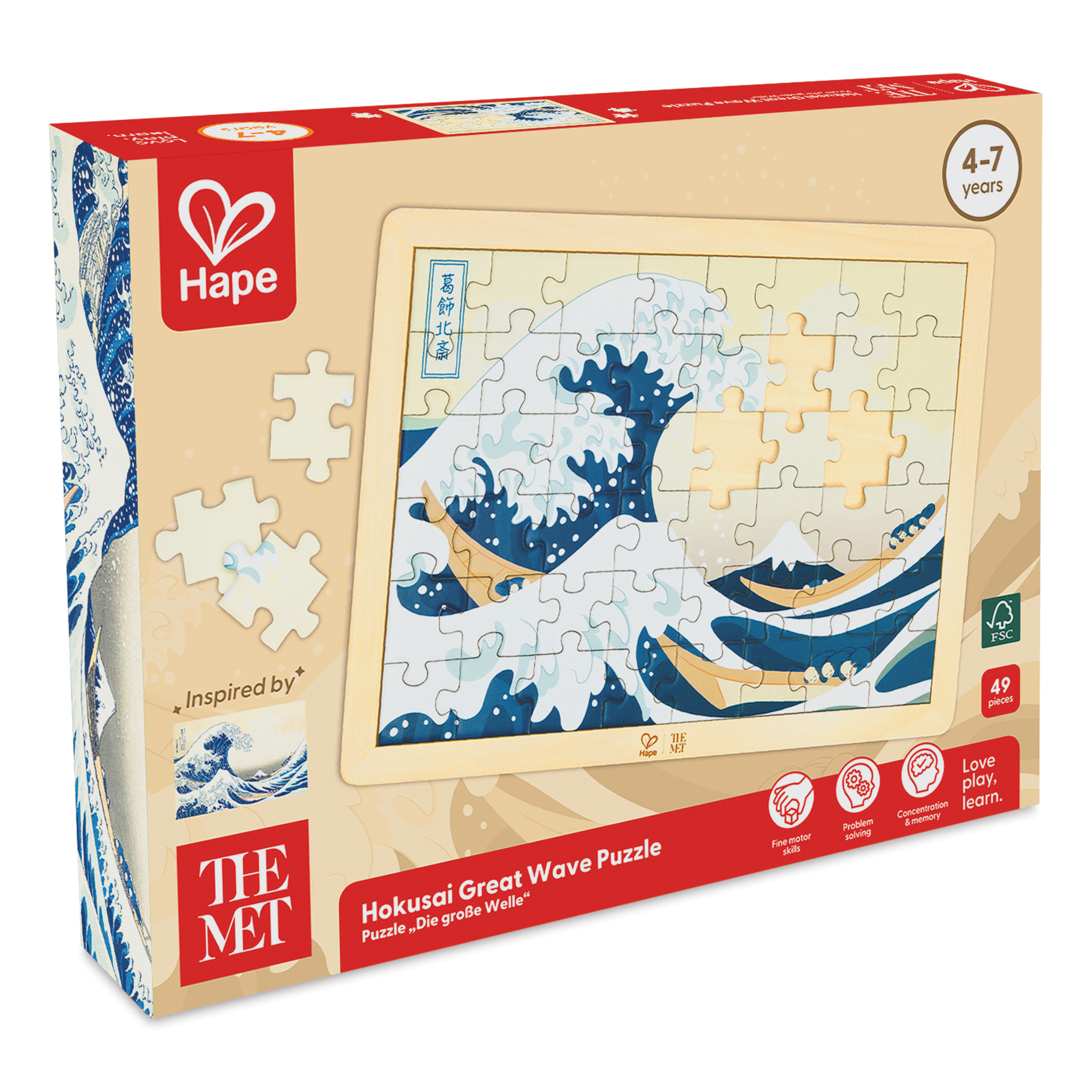 Hape x The Met Hokusai Great Wave Wooden Frame Puzzle