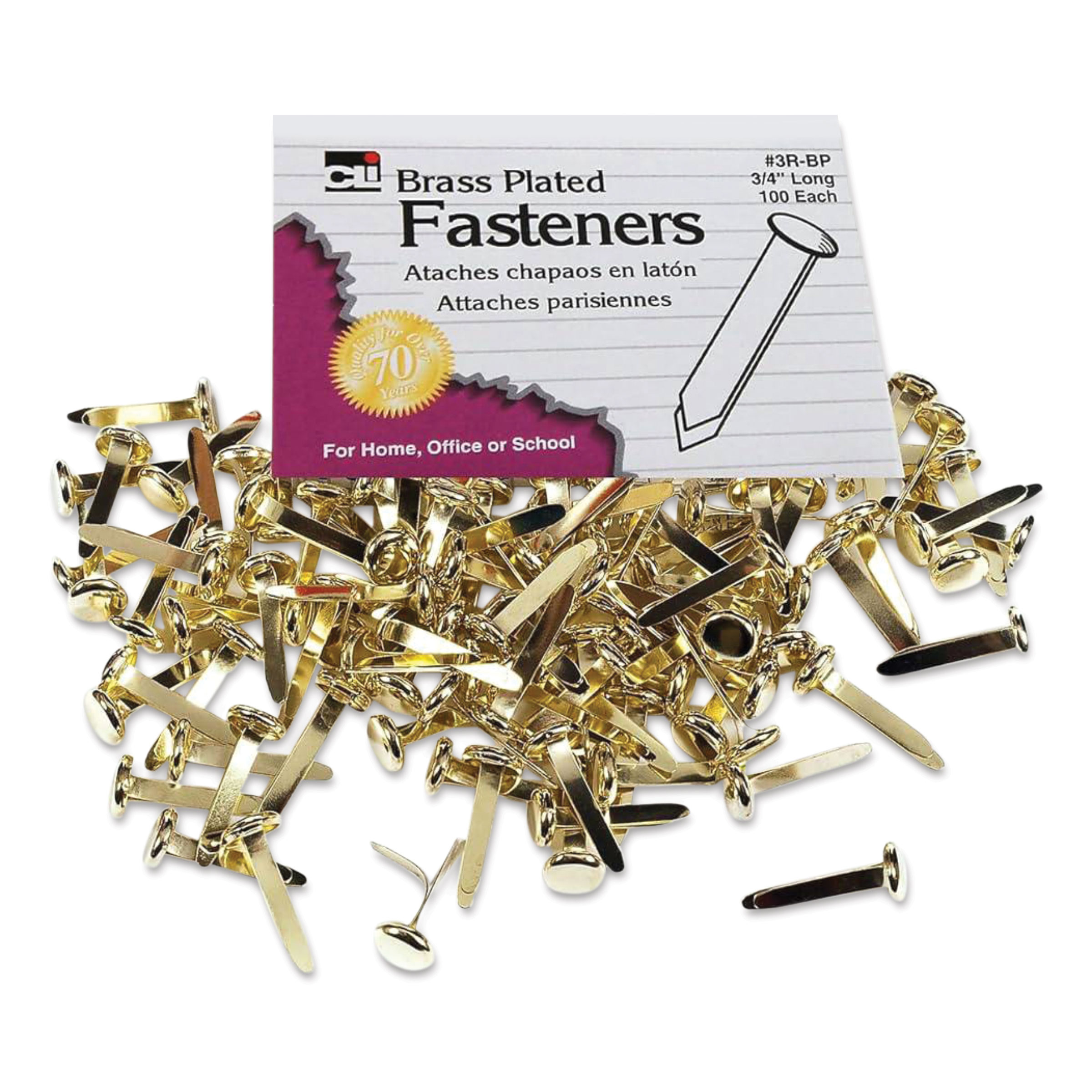 Charles Leonard Brass-Plated Paper Fasteners