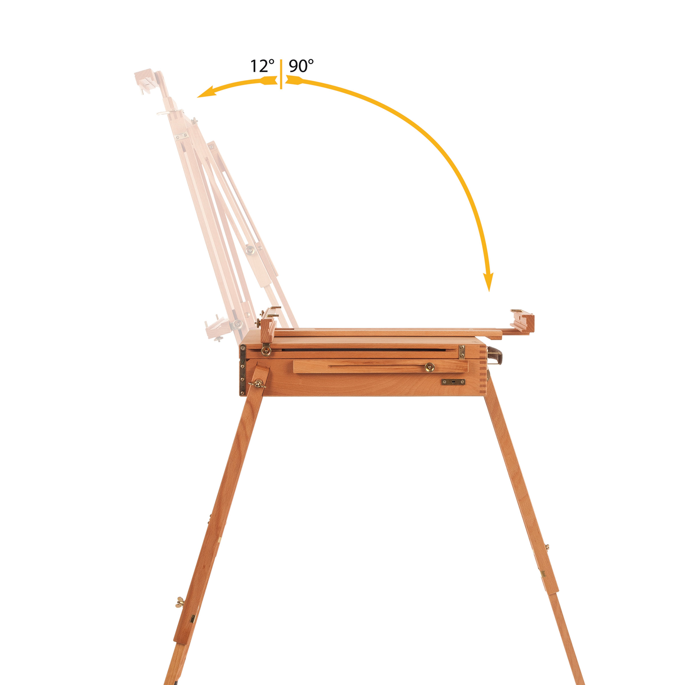 Mabef Sketchbox Easel M-22, canvas holder angle range